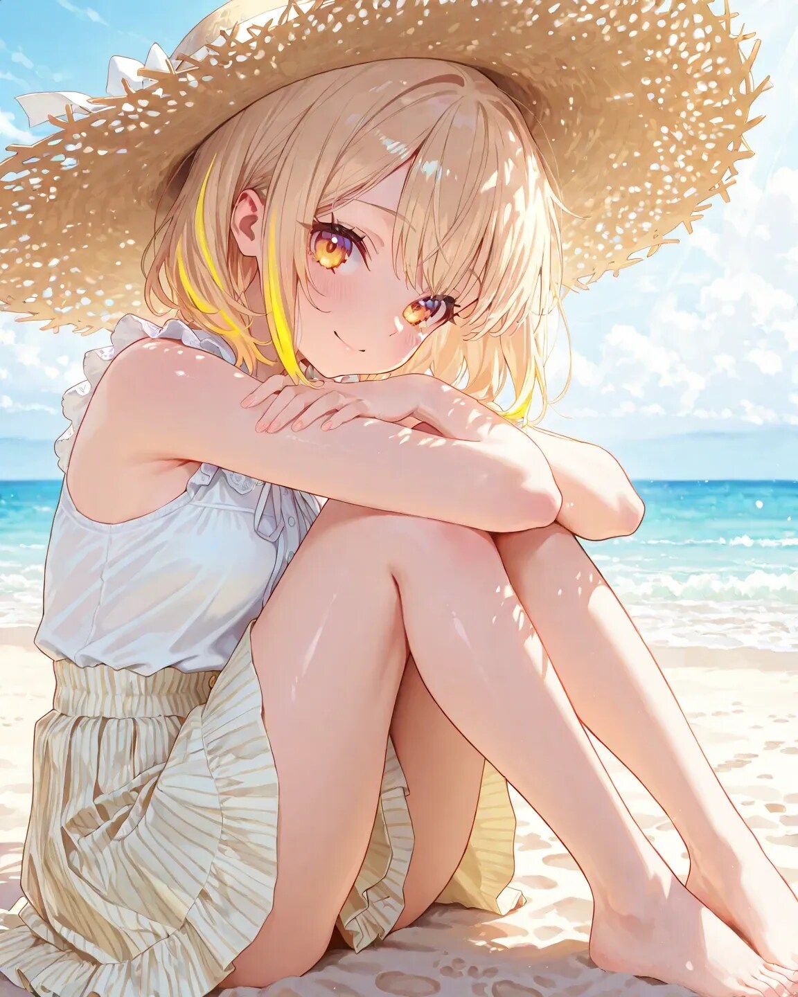 海でたたずむみつきちゃん | の人気AIイラスト・グラビア