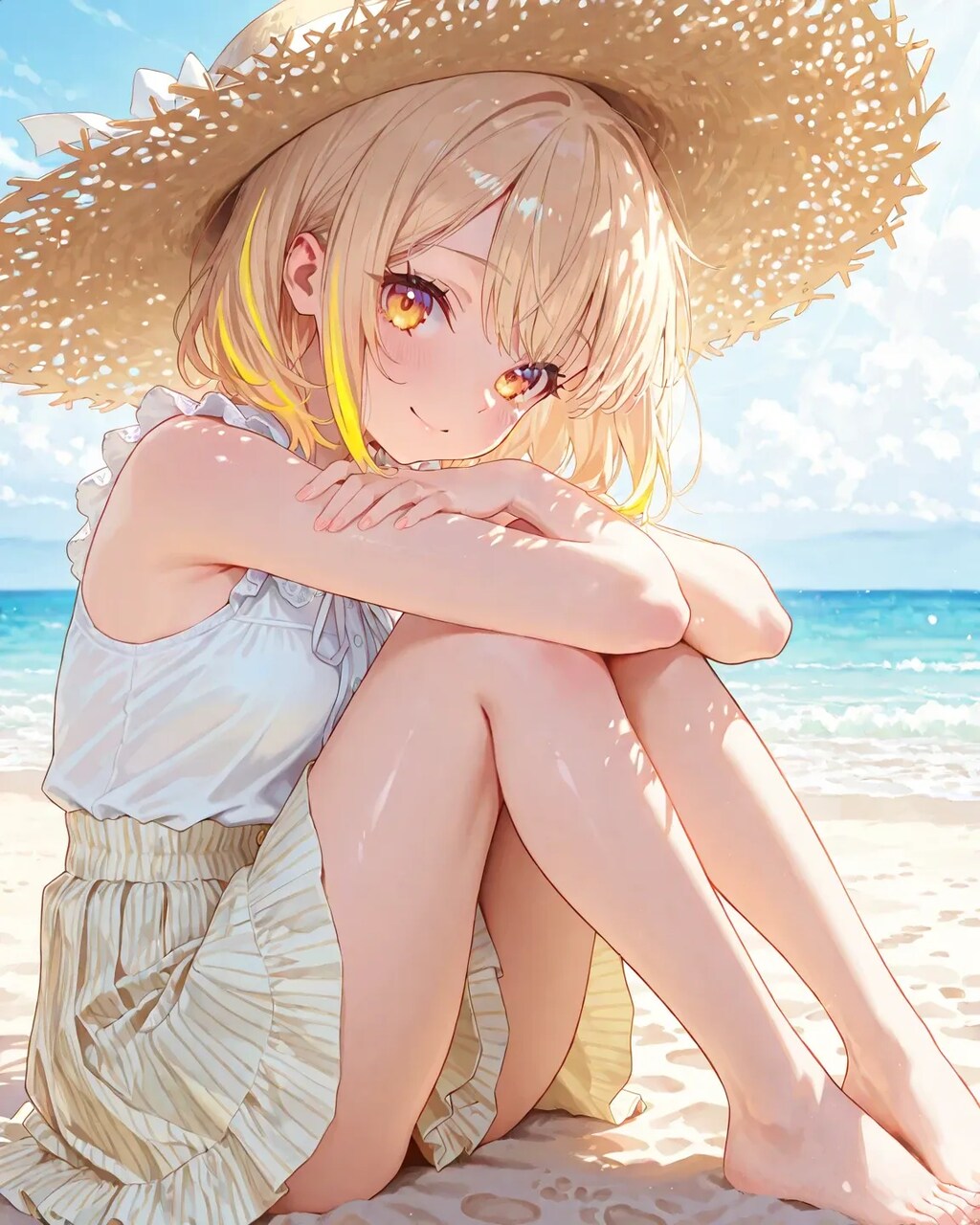 海でたたずむみつきちゃん