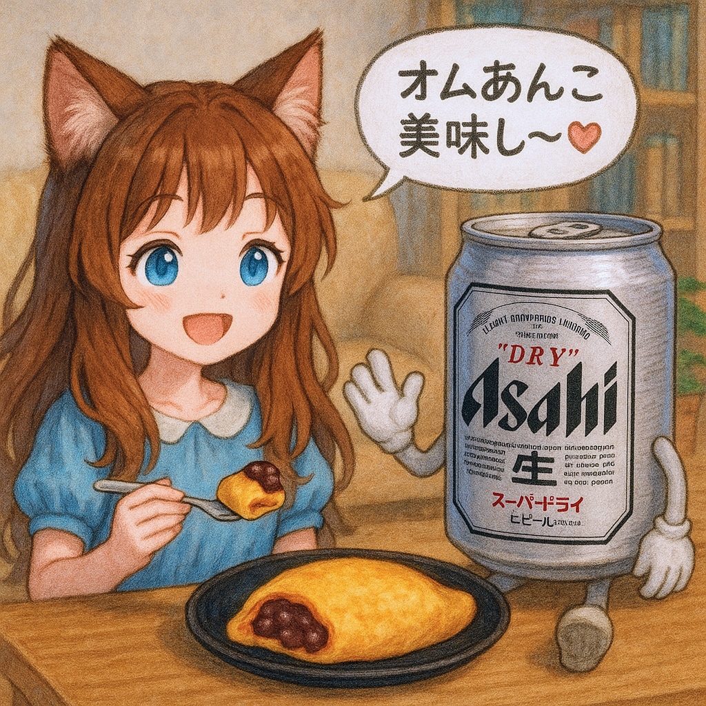 餡子入りオムレツ(オムあんこ)を作る小さな女の子