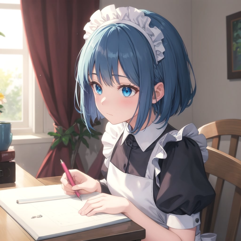 俳句を創っているあいちゃん | の人気AIイラスト・グラビア