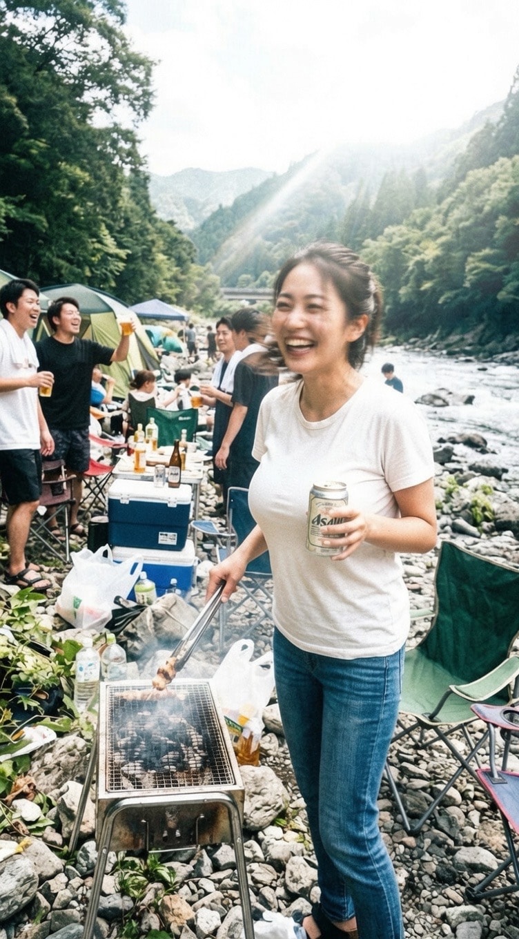 サークルのBBQ 先輩がロックオン
