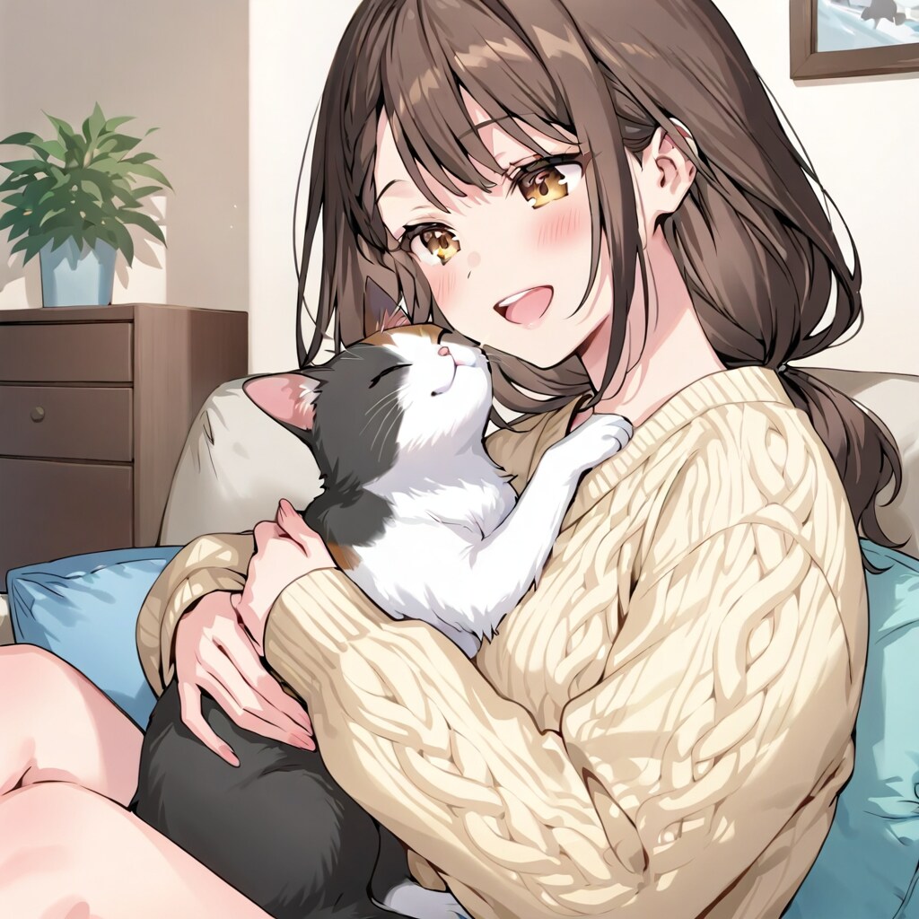 猫と女性