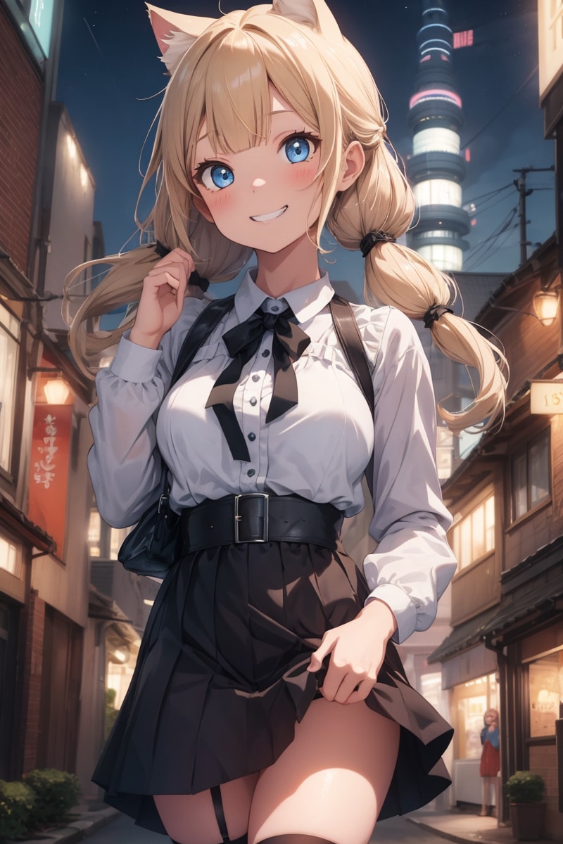 夜景と女の子