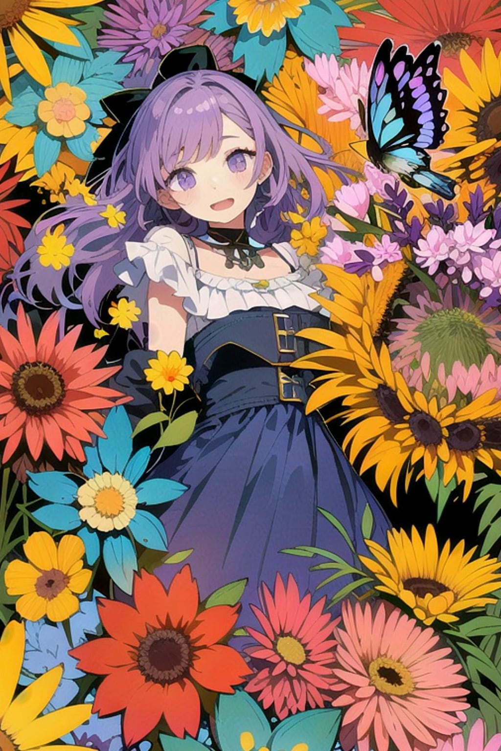 花と紫髪ちゃん