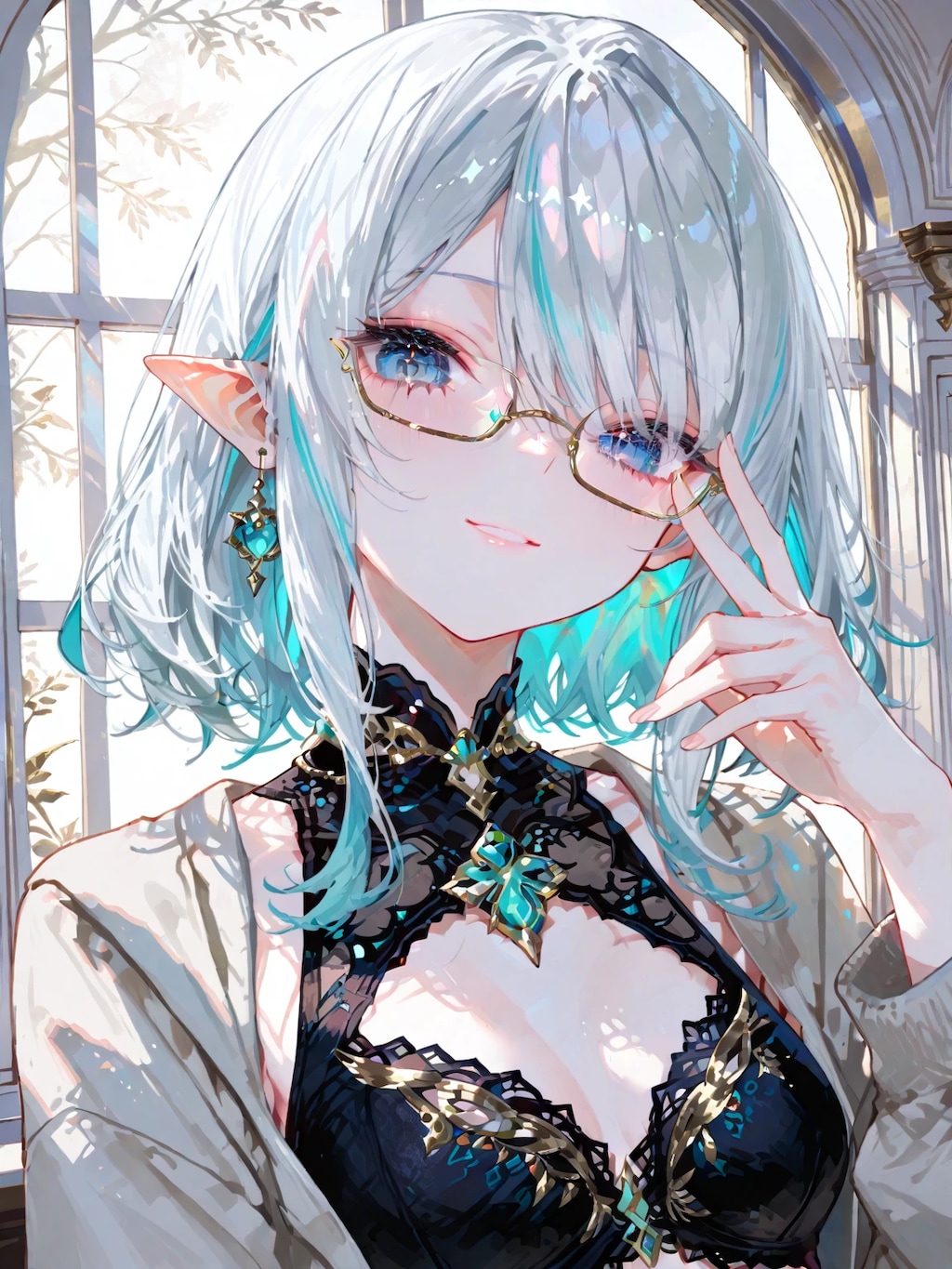 眼鏡越しの青