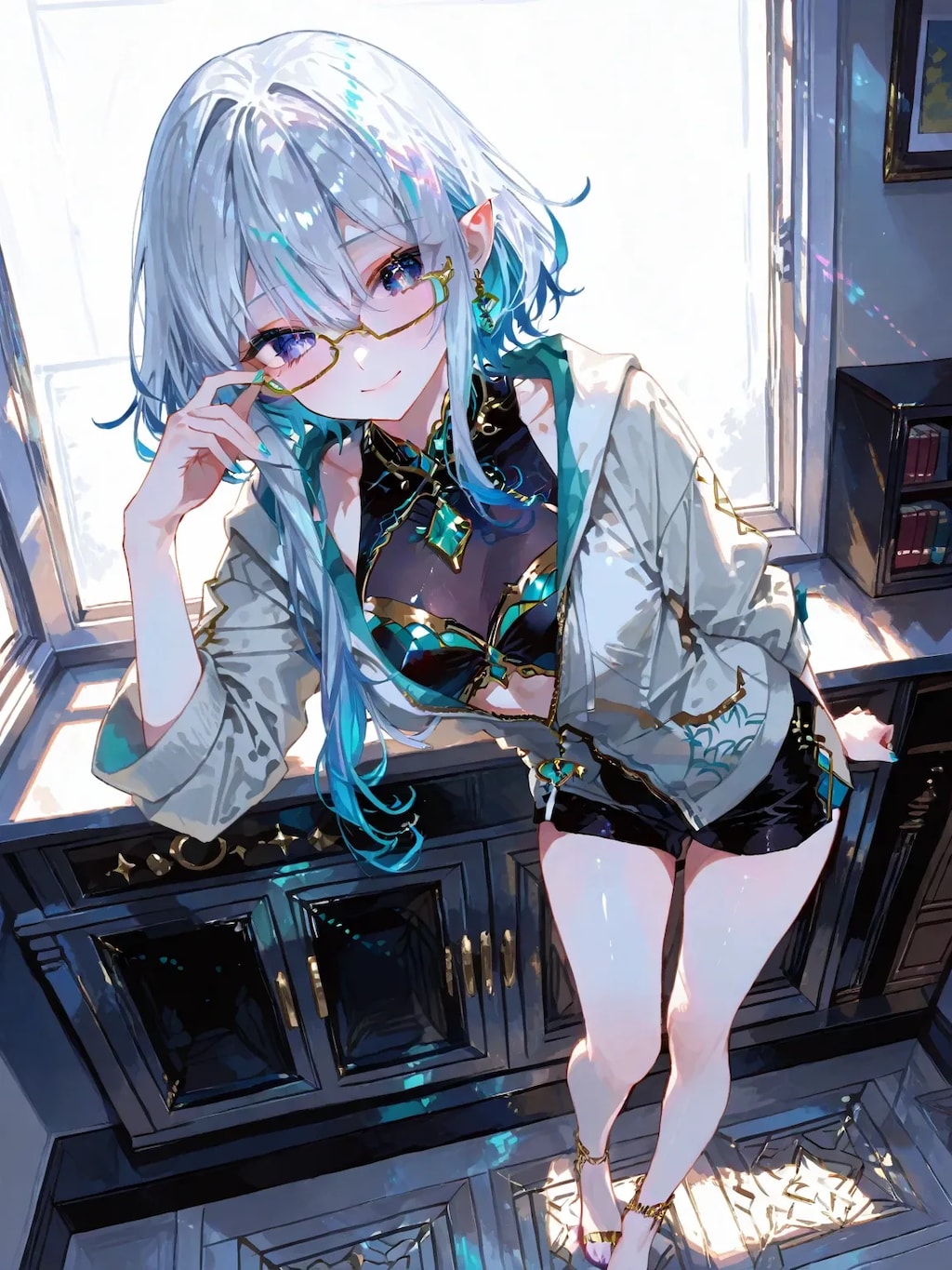 眼鏡越しの青