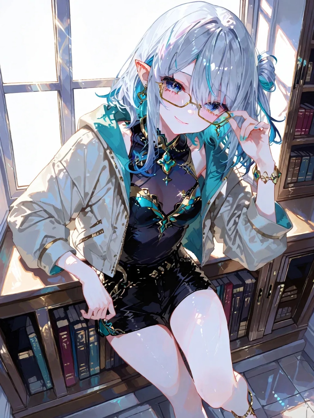 眼鏡越しの青