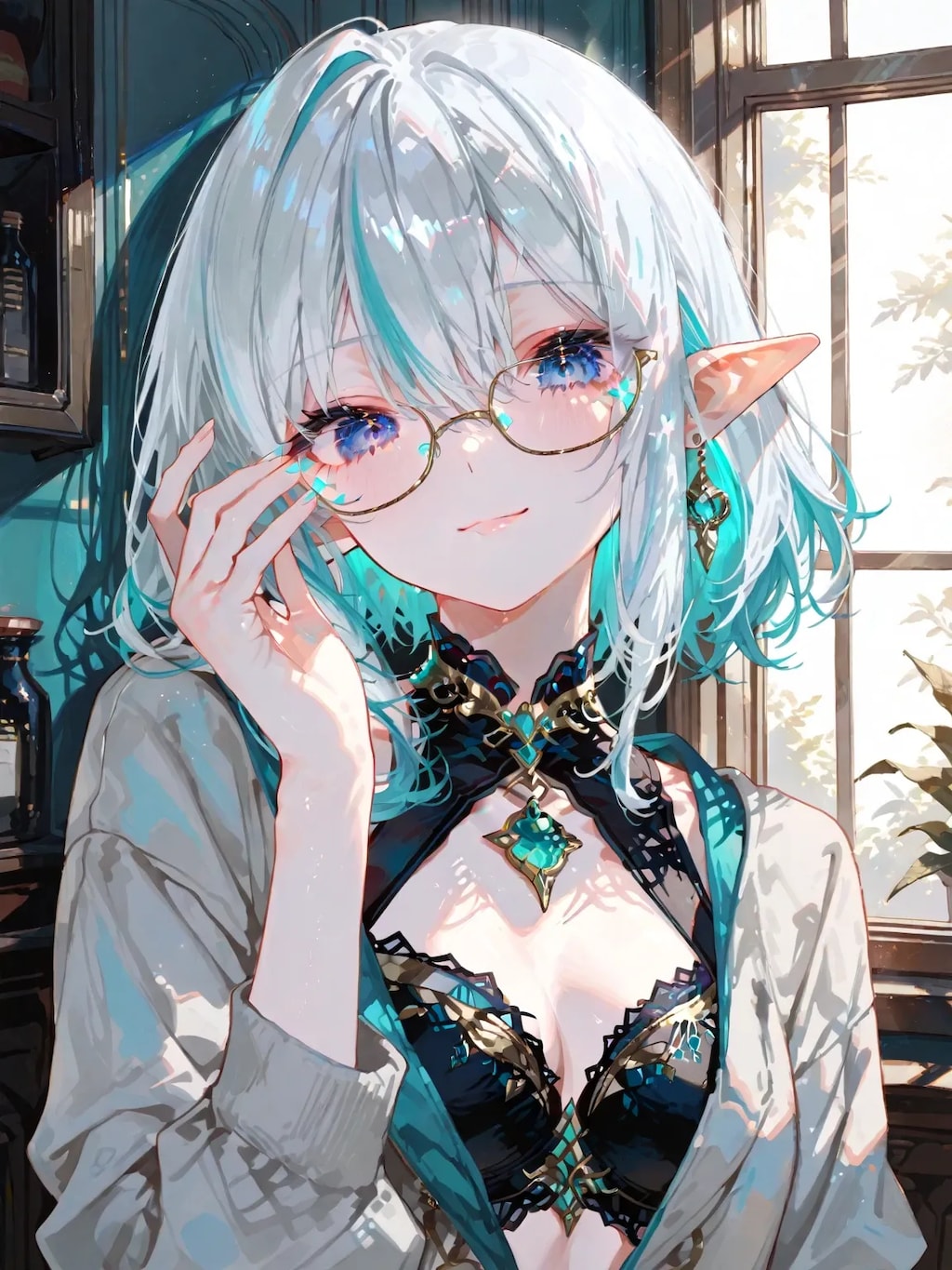 眼鏡越しの青