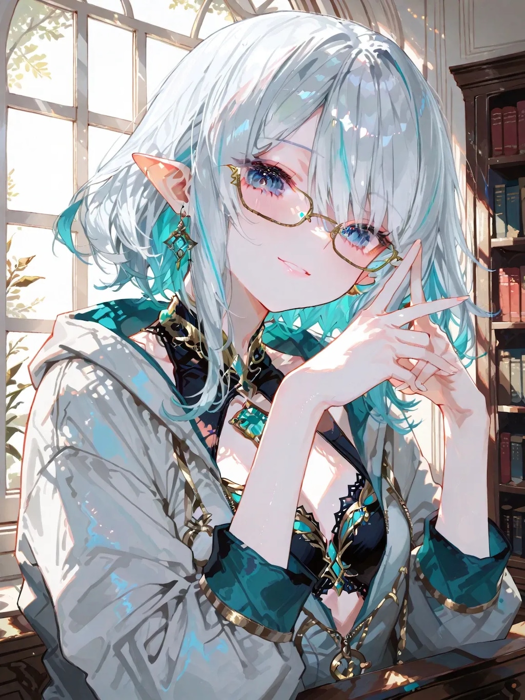 眼鏡越しの青
