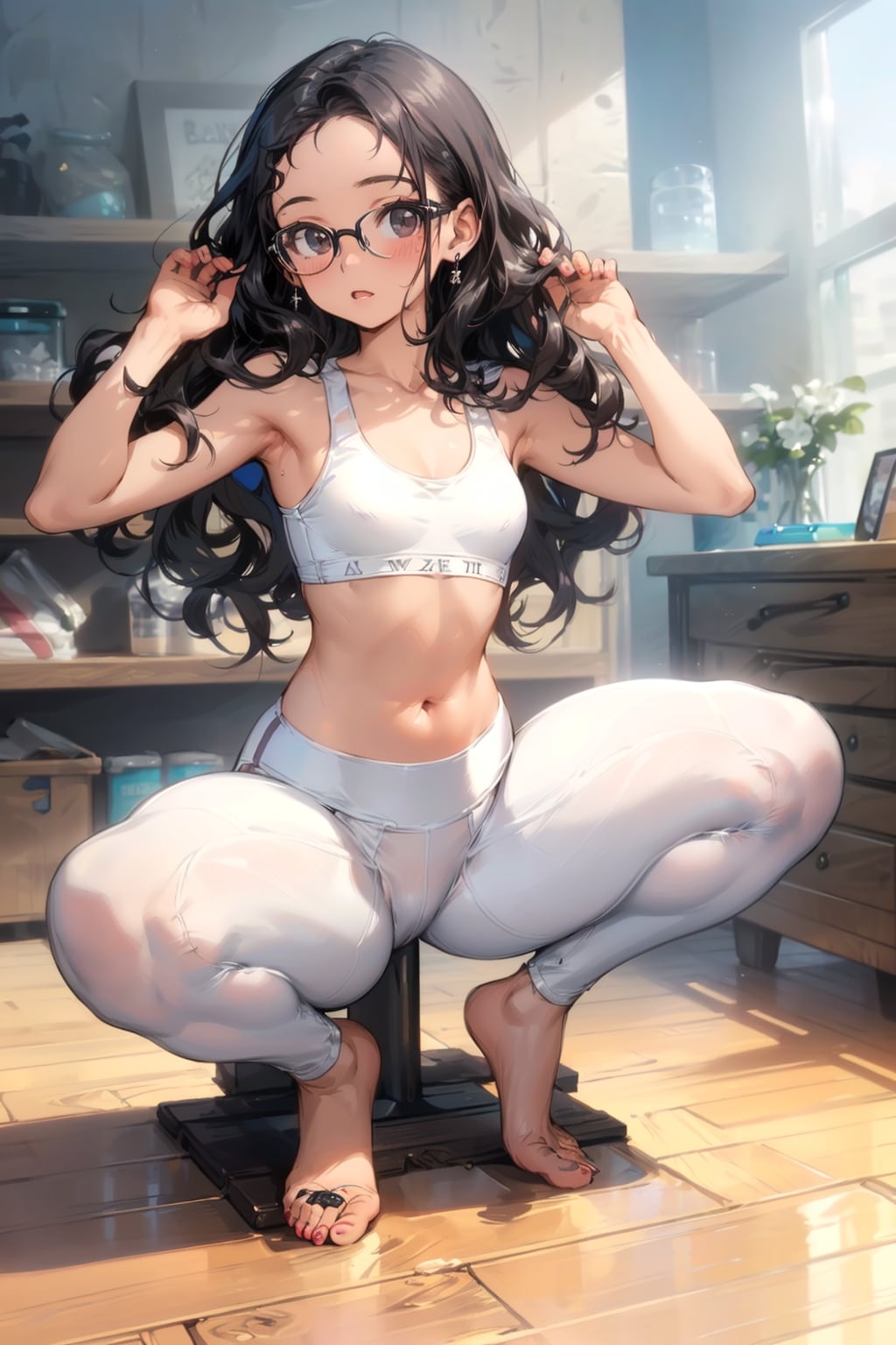 スポーツウェアの眼鏡っ娘