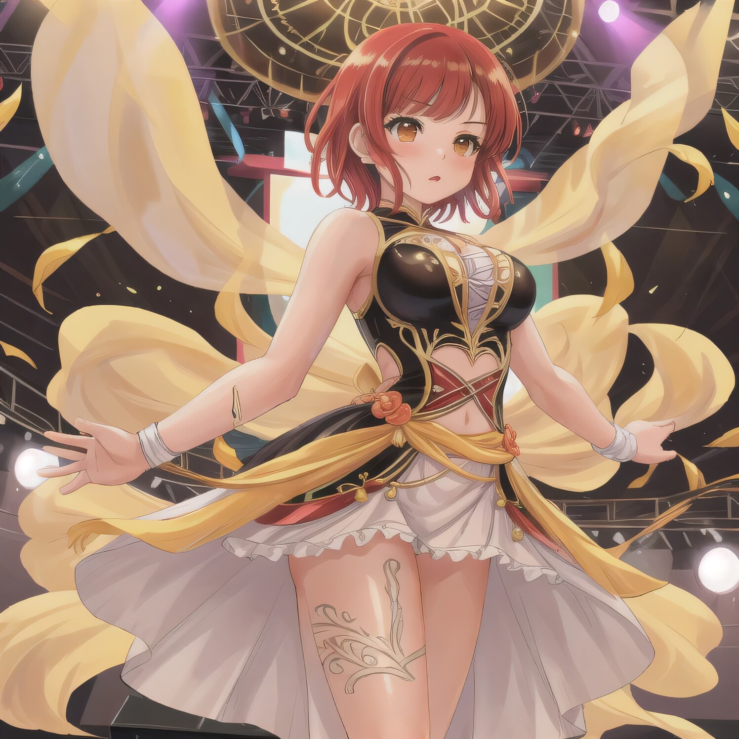 赤髪ボブでレオタードの少女