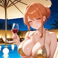 金色ビキニとワインで誘惑ガハママ👙🍷🌃😍 2枚目