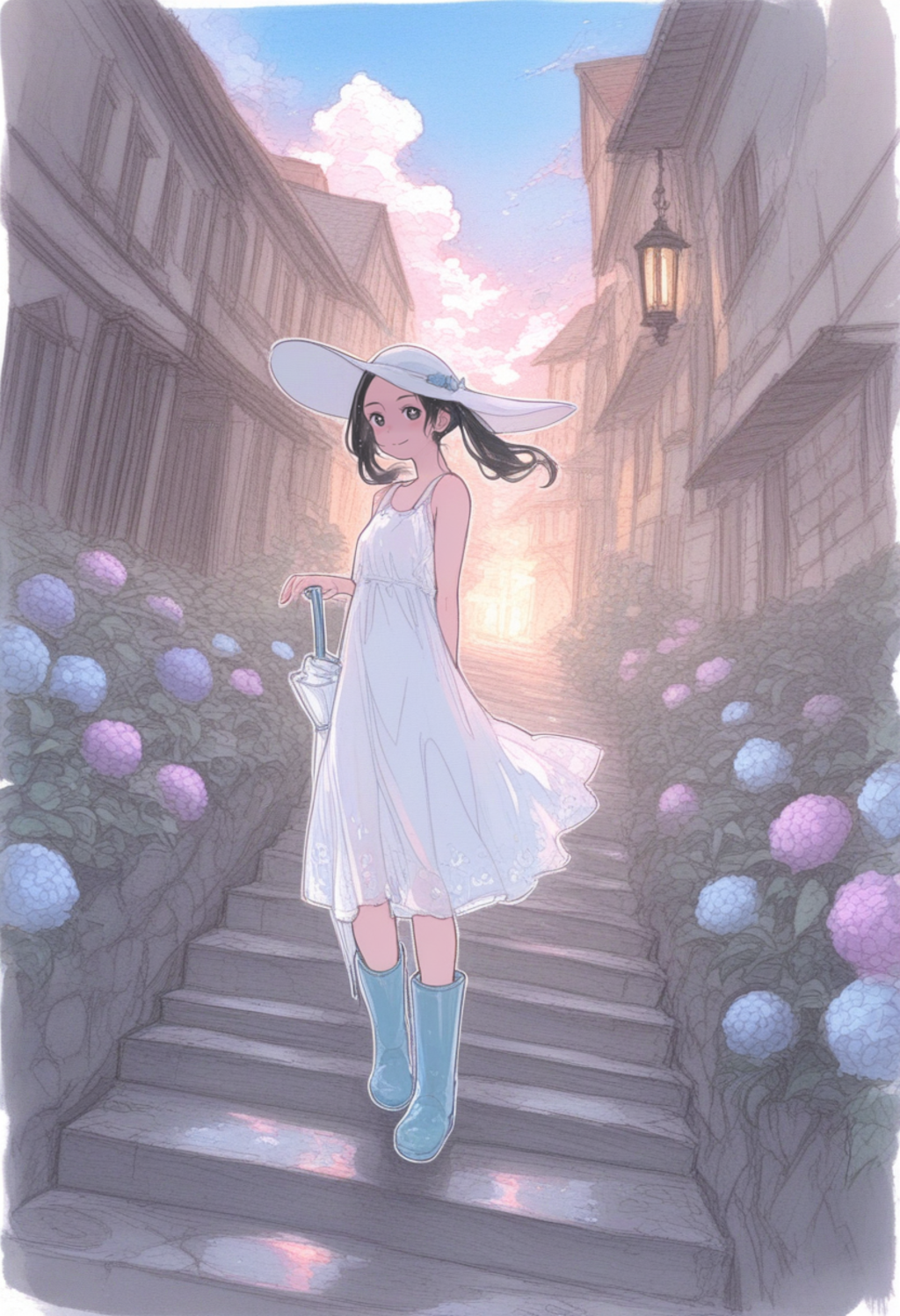 雨上がりの階段