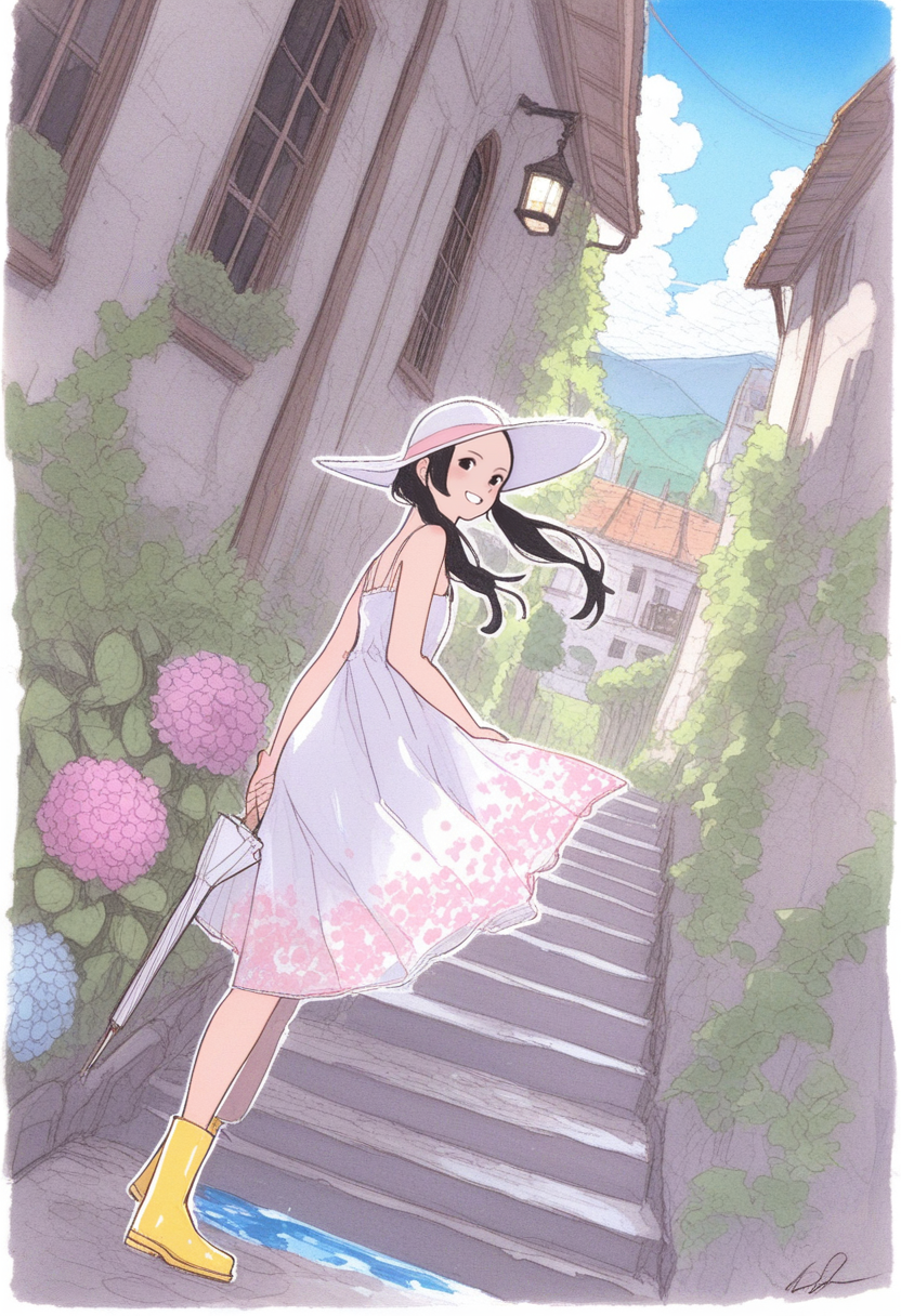 雨上がりの階段 | の人気AIイラスト・グラビア
