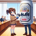 名刺交換するビール缶と小さな女の子 4枚目
