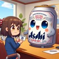 名刺交換するビール缶と小さな女の子 8枚目
