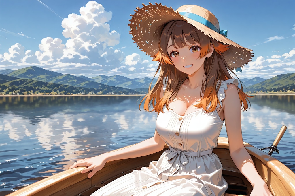 玲奈さんのワンピースと麦わら帽子