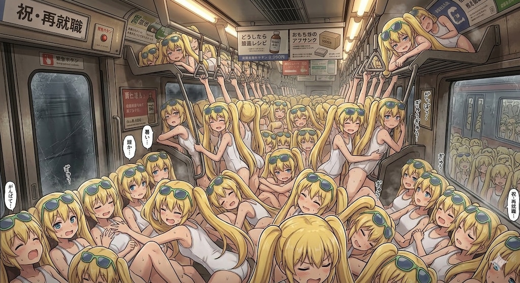 再就職を祝ってくれたクローン達と行く満員電車5