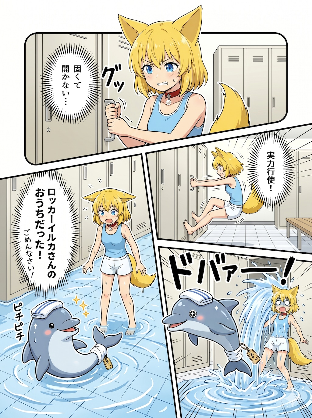 右開きと見せかけて左開きのロッカーに住むイルカさんの平穏を妨げるキツネ