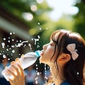 水を飲むJK 5枚目