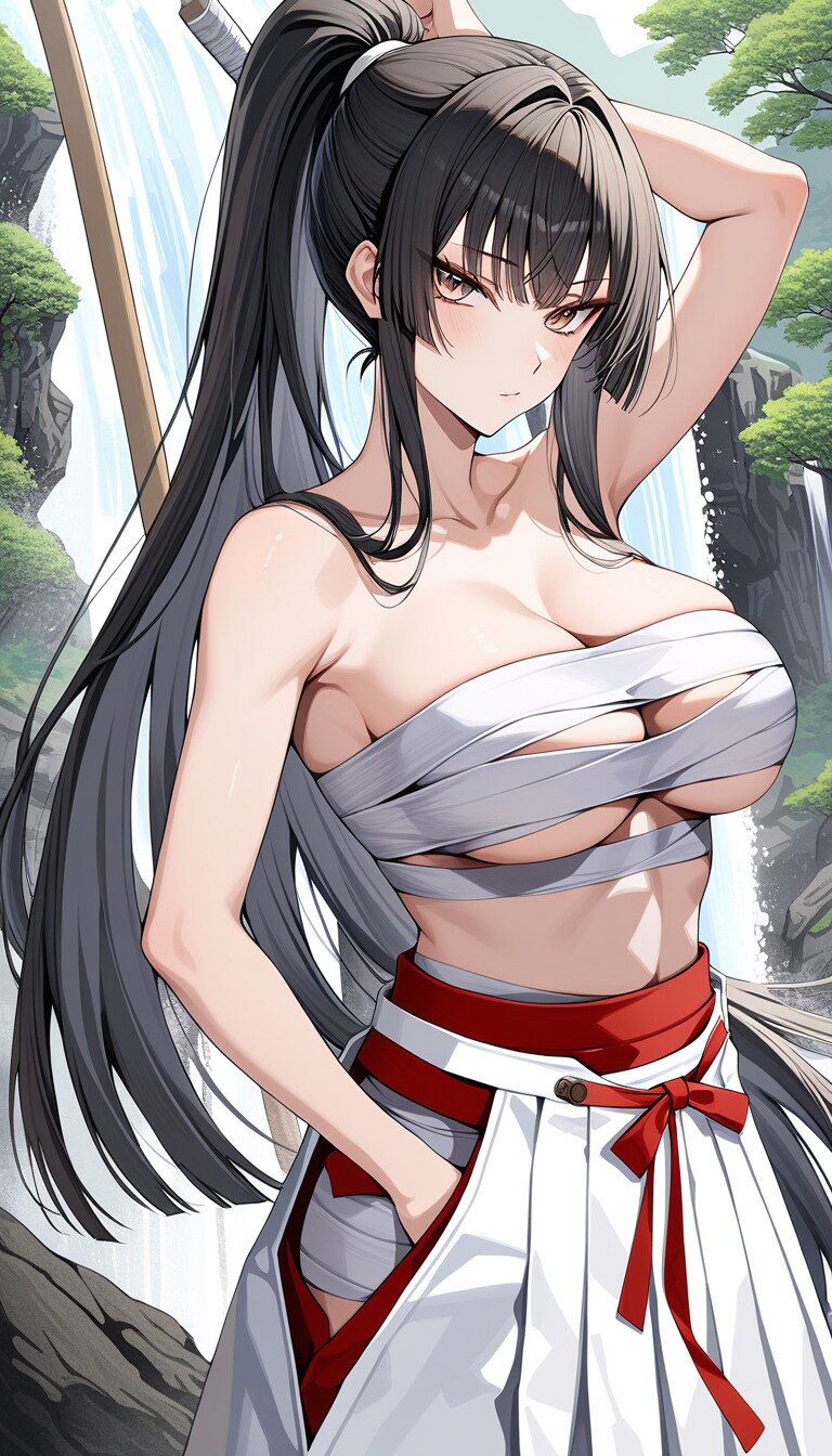 剣人女子　滝行