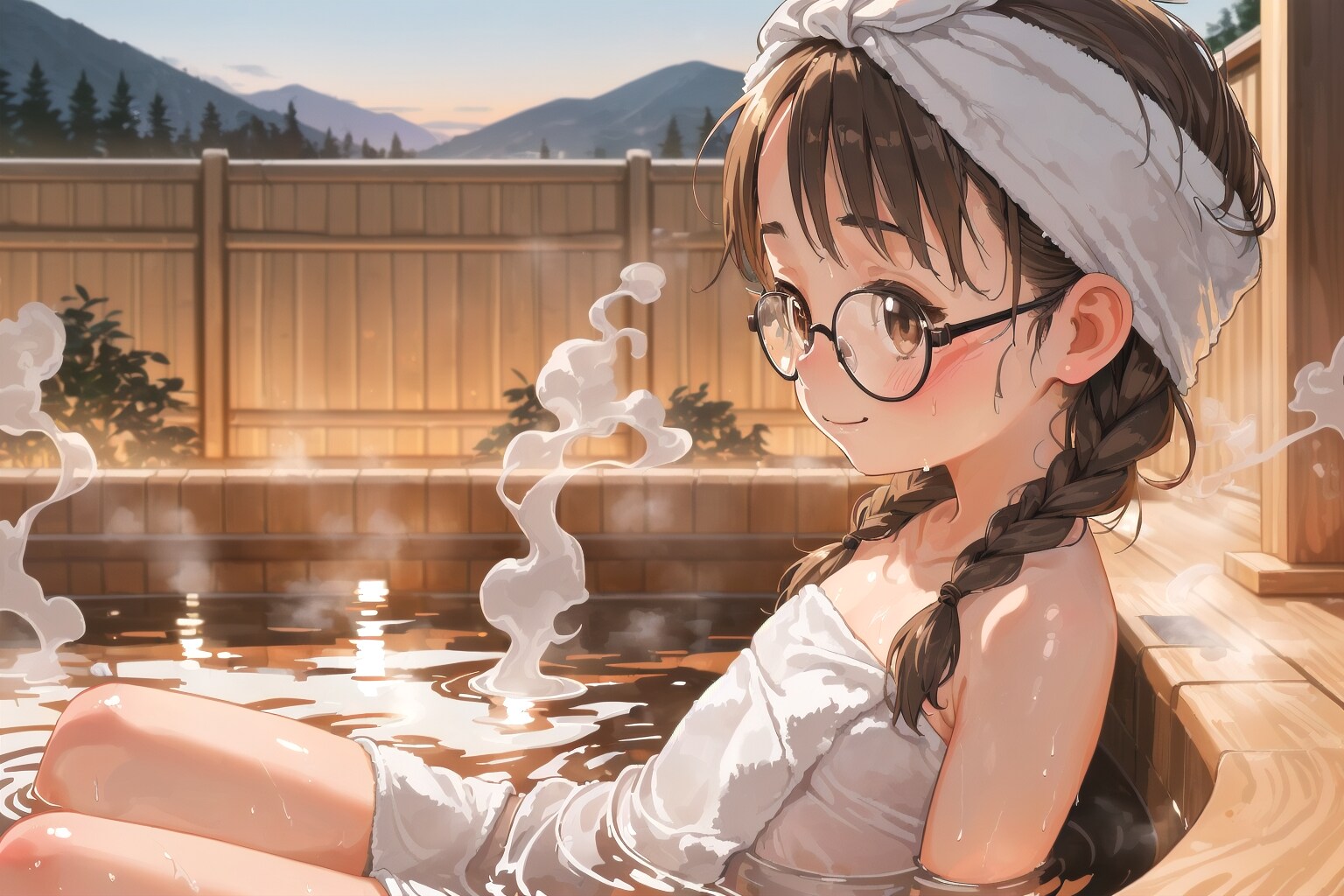 眼鏡三つ編み一家の温泉旅行