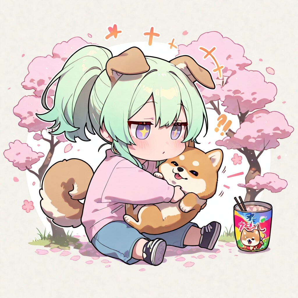 緑髪ちゃんと柴犬