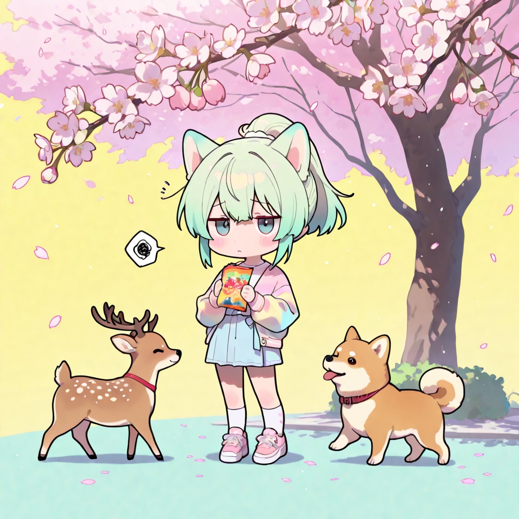 緑髪ちゃんと柴犬