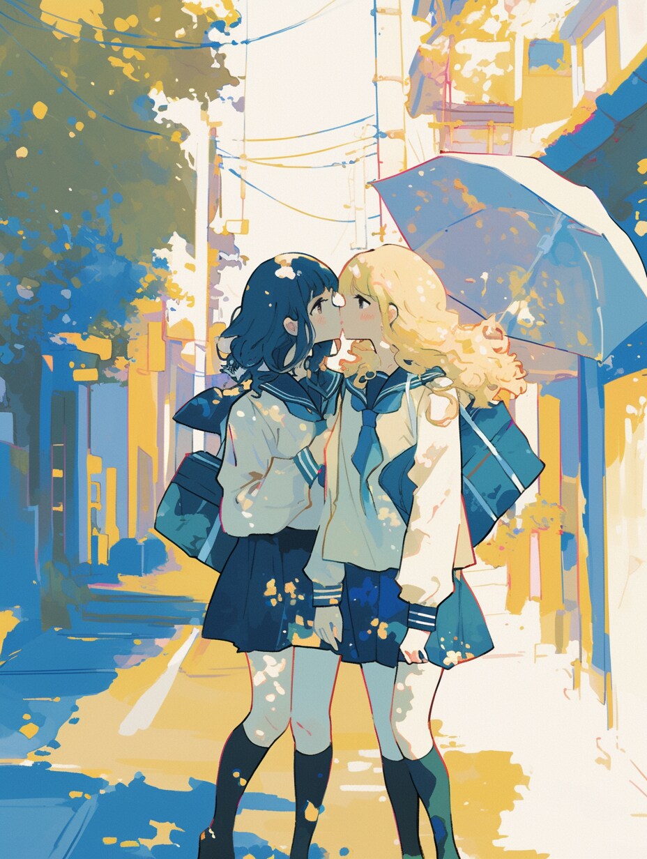 キスしたい二人のJK219 | の人気AIイラスト・グラビア