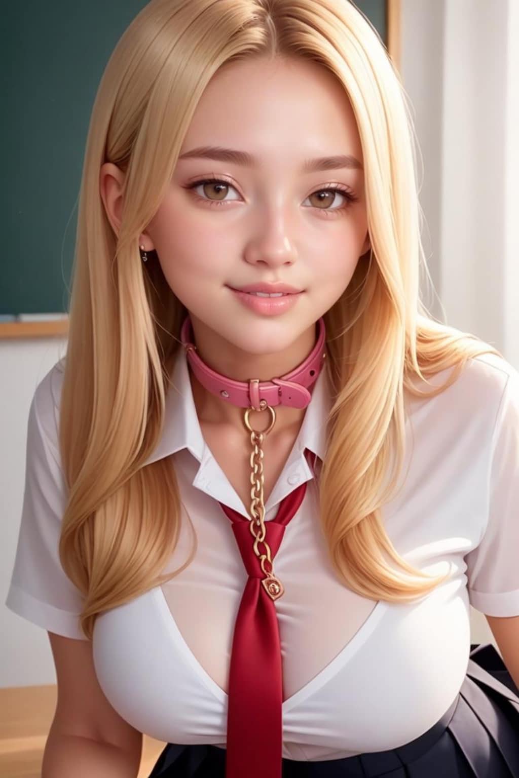 首輪金髪ギャル