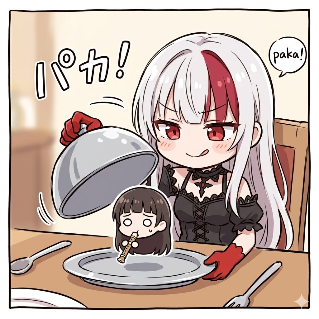 リコーダーを吹くゆっくり奏音ちゃんが出てきた