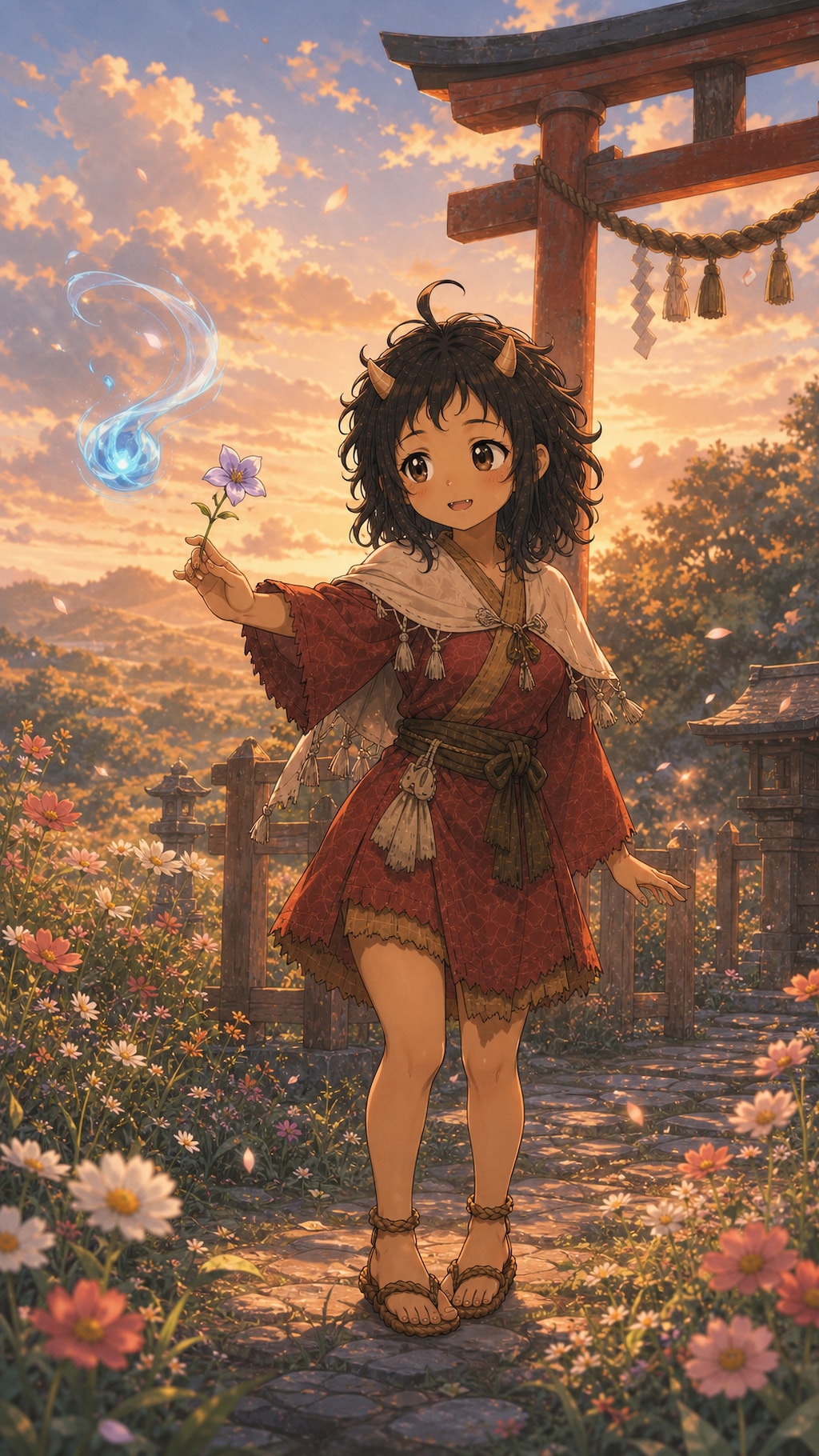 風花と夕暮れの小さな精霊