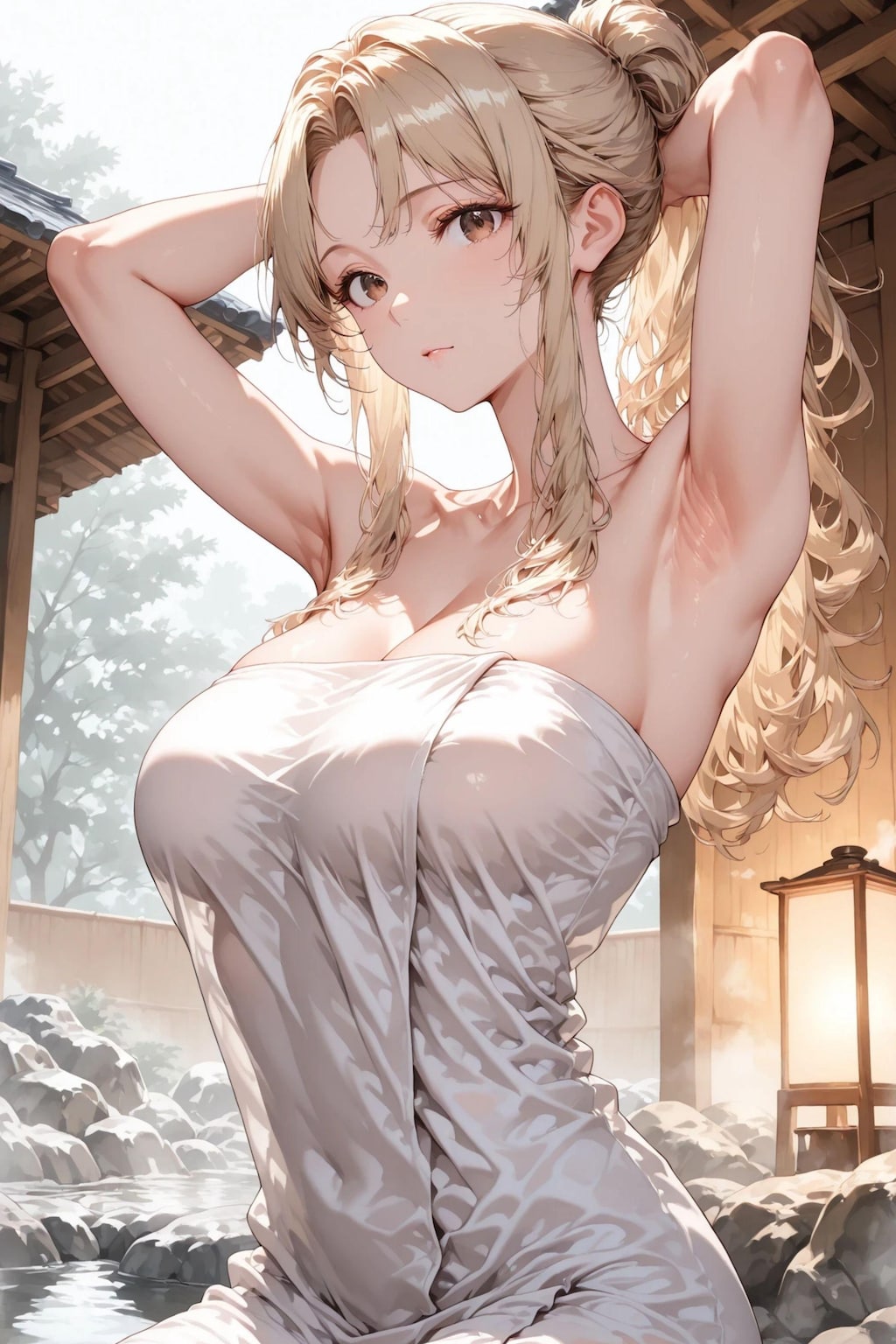 陽菜・沙月・葵｜温泉モデル撮影ヌードイラスト集