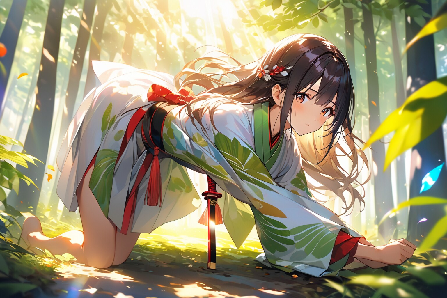 剣を練習中の少女（VEGA）