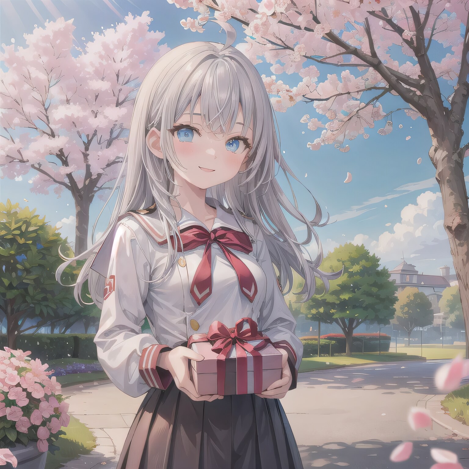 灰髪ロングでセーラー服の少女３ | の人気AIイラスト・グラビア