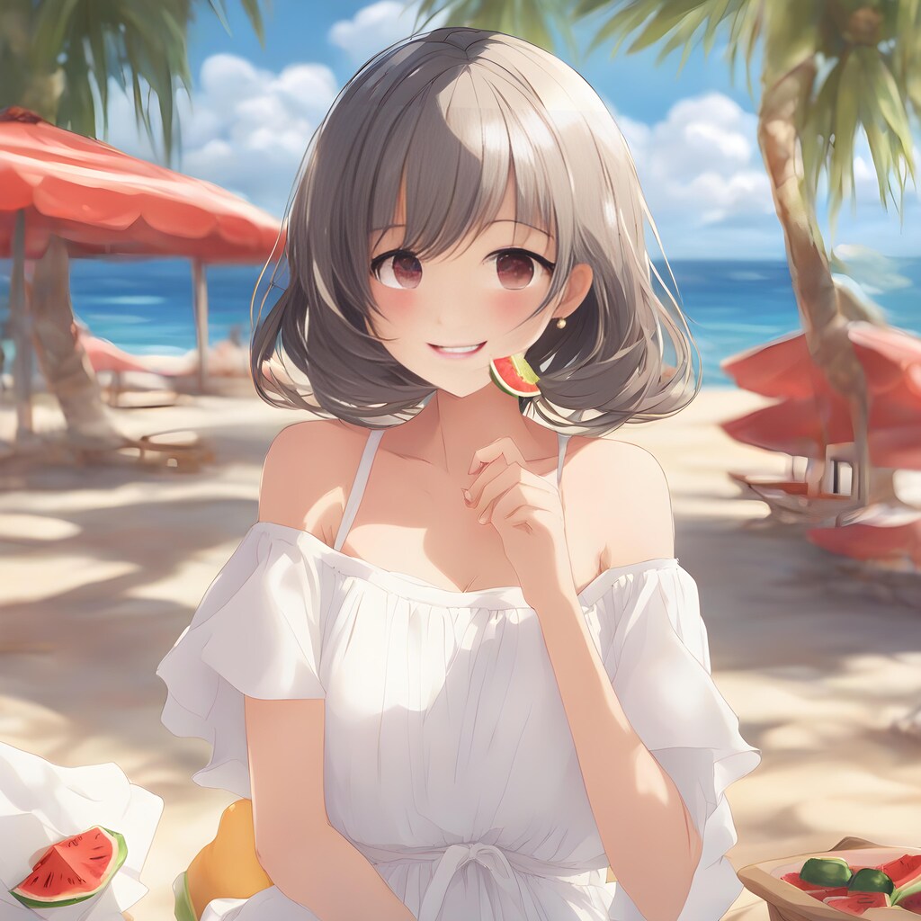 💓おいしそうにスイカをかじるお姉さま