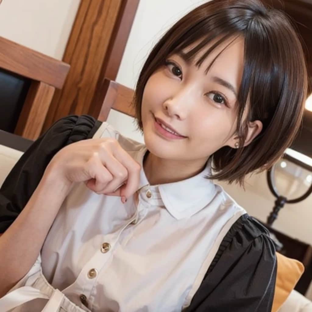 黒髪ボブでカフェの美女１２