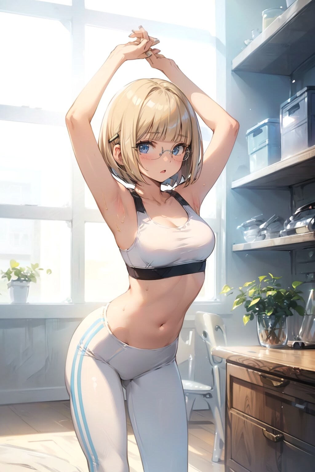 スポーツウェアの眼鏡っ娘