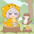 オムライスを食べる紫髪ちゃん 3枚目