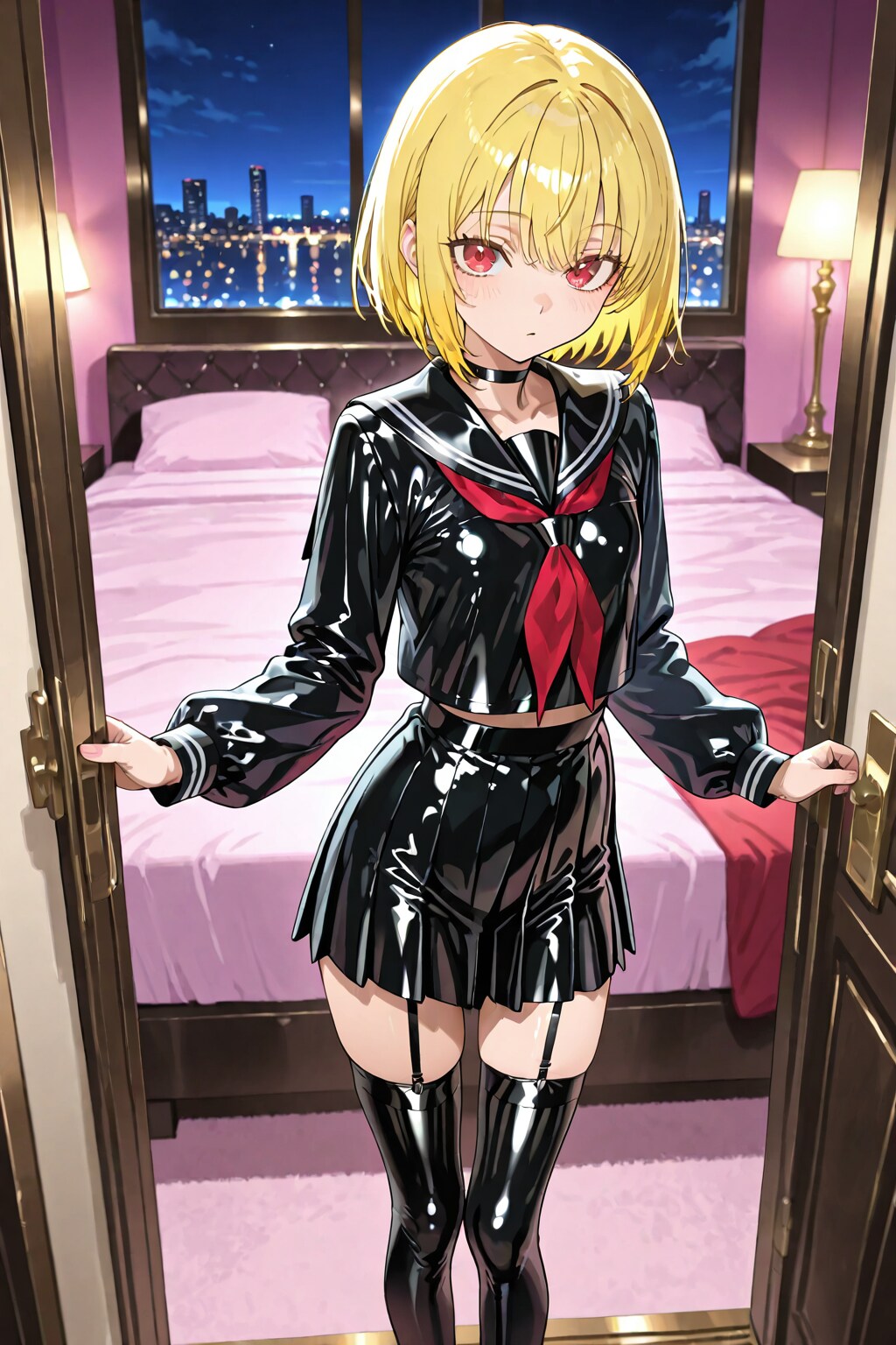 今日は黒エナメルセーラー服で撮影