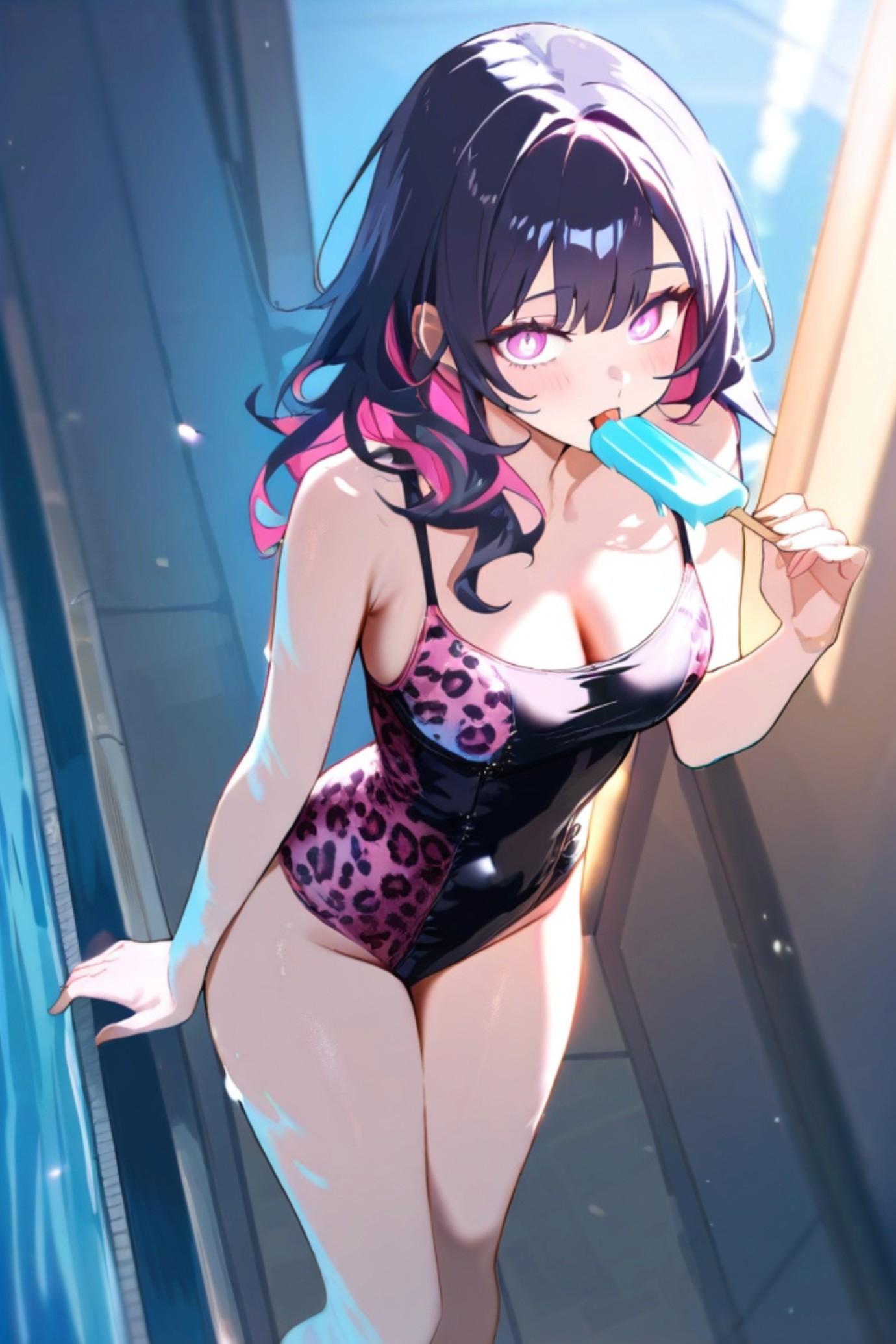 水着の黒髪ちゃん
