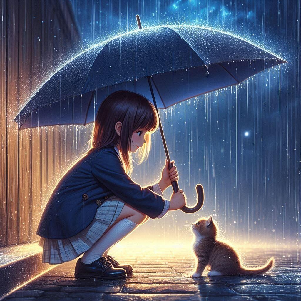 雨の日の出会い(Dalle)