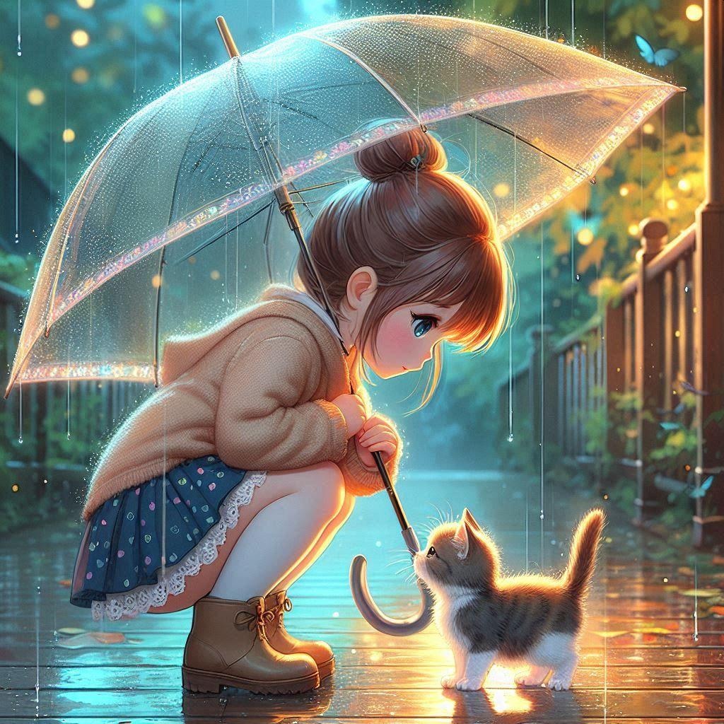 雨の日の出会い(Dalle)