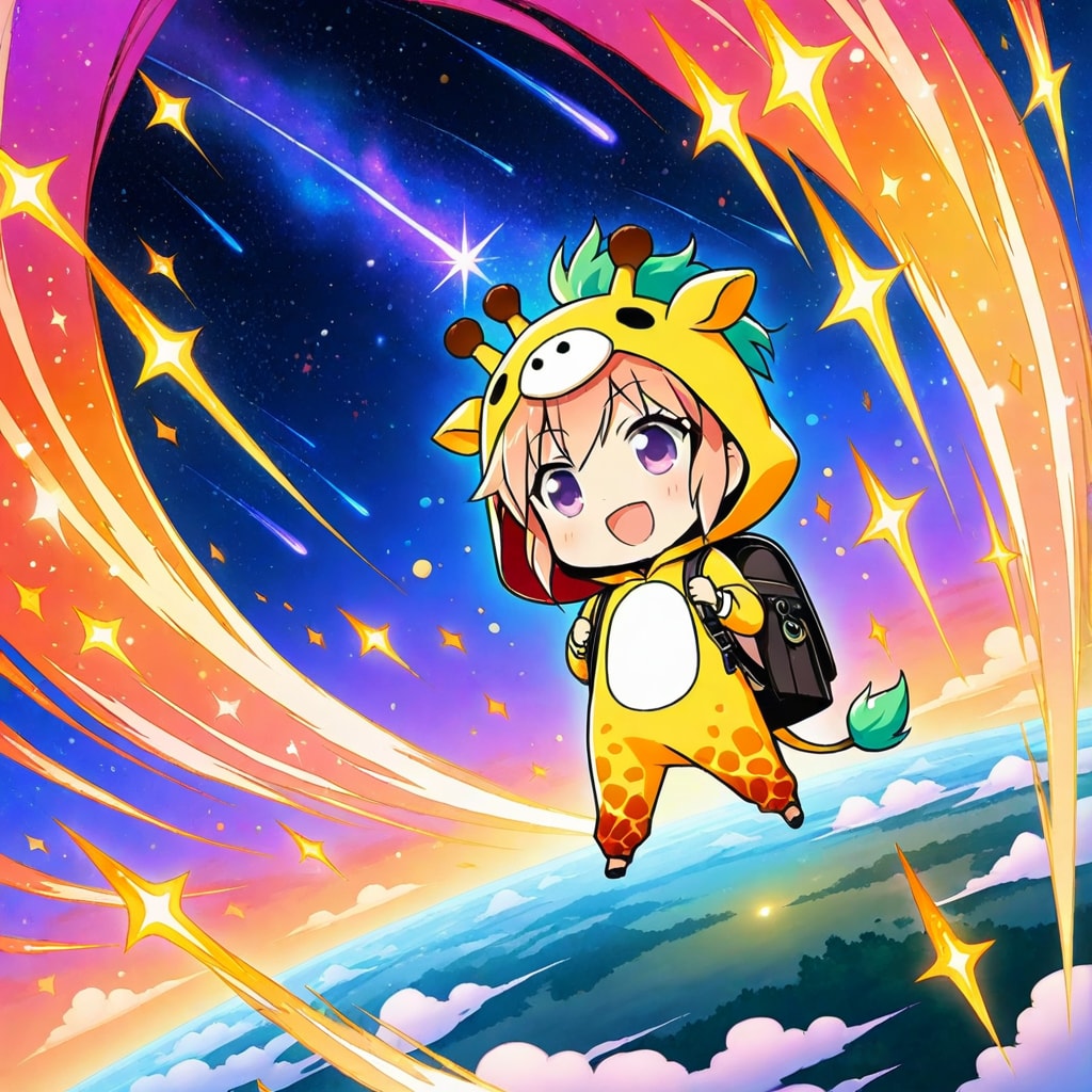 虹色星空キリン着ぐるみちび子ちゃん | の人気AIイラスト・グラビア