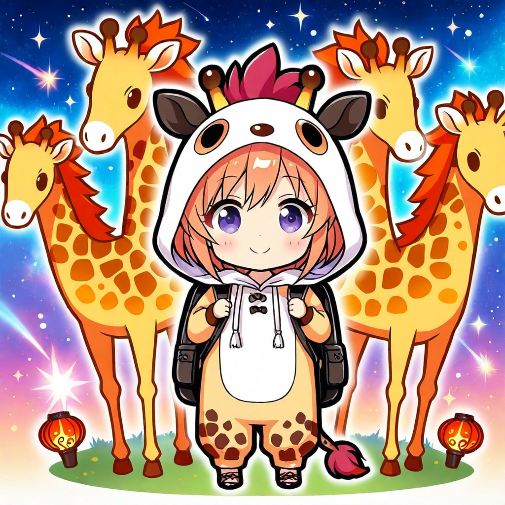 虹色星空キリン着ぐるみちび子ちゃん