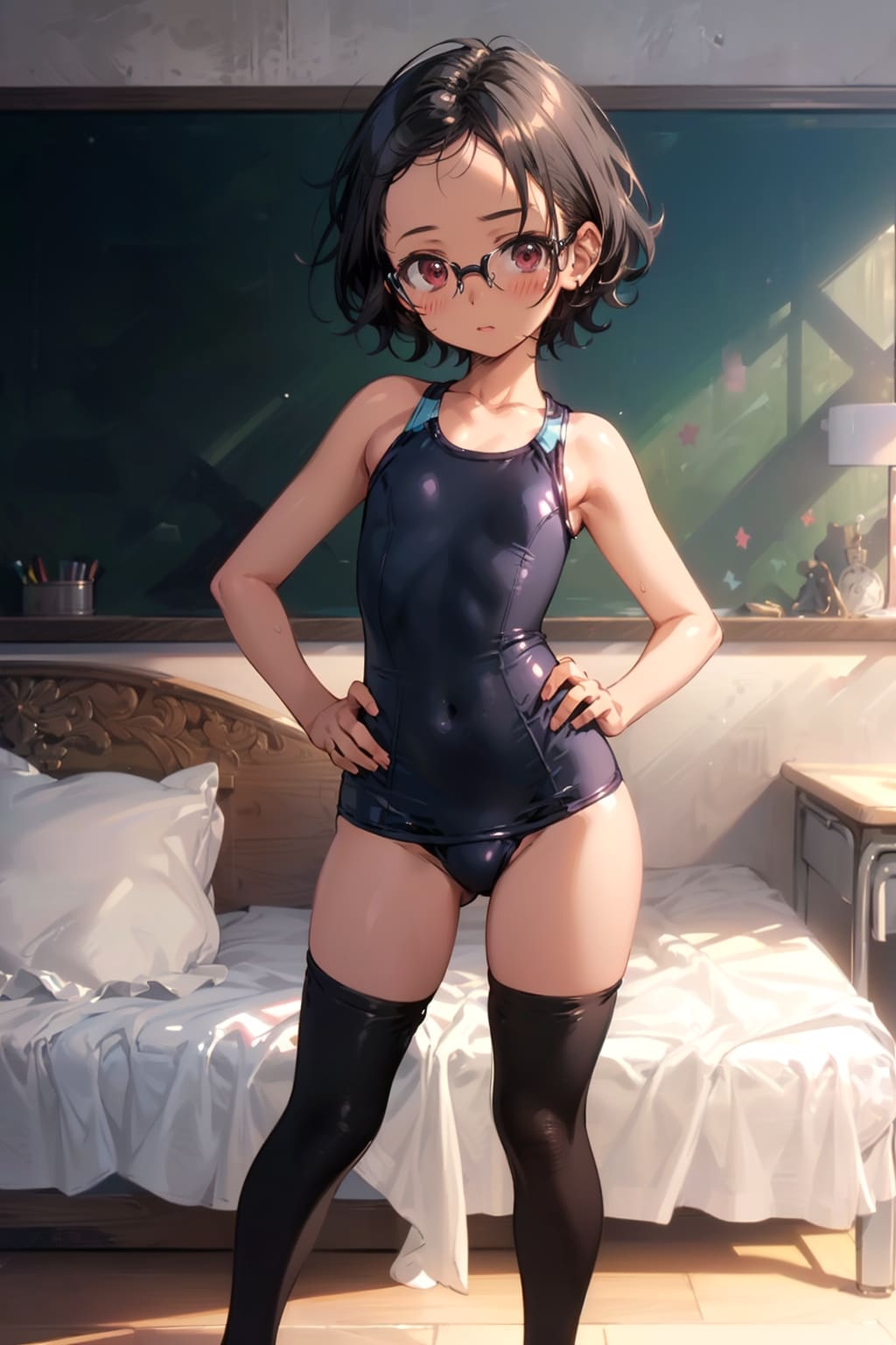 スク水の眼鏡っ娘