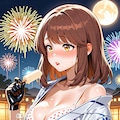 浴衣の心実と花火(ちちぷい版) 2枚目
