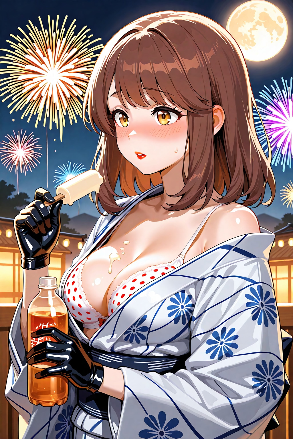 浴衣の心実と花火(ちちぷい版)