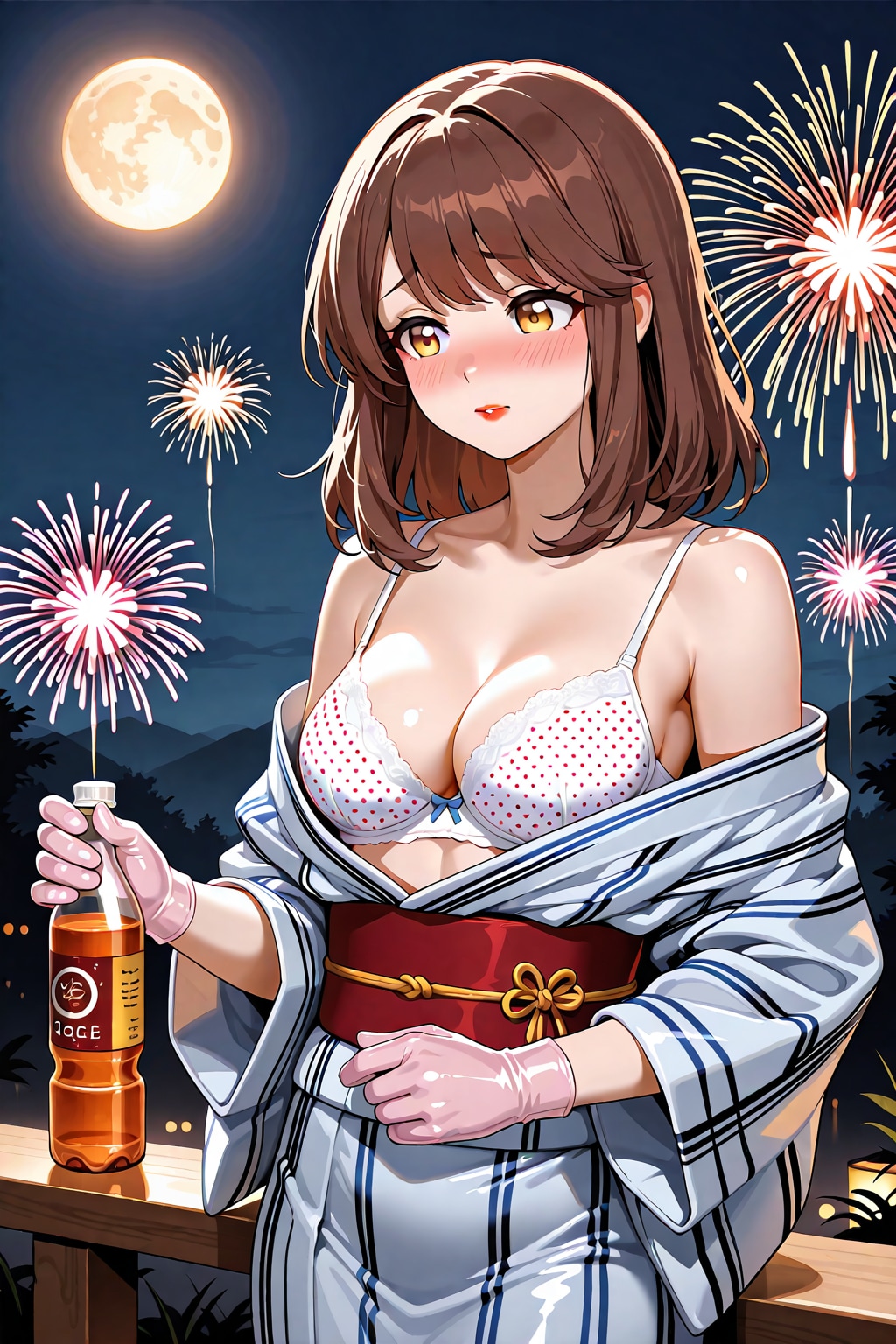 浴衣の心実と花火(ちちぷい版)