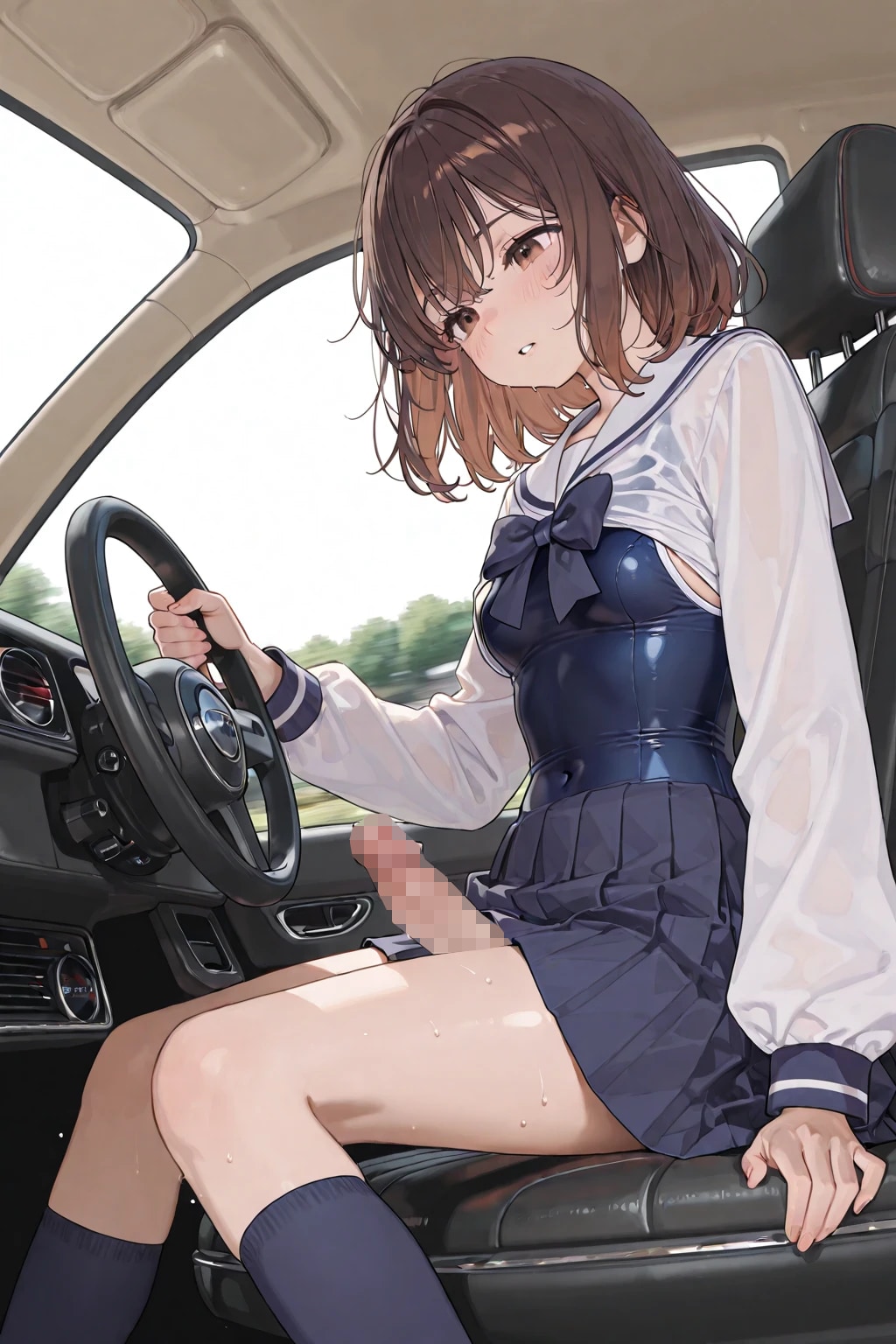 [TS]セーラー服スクール水着紺ハイソックス